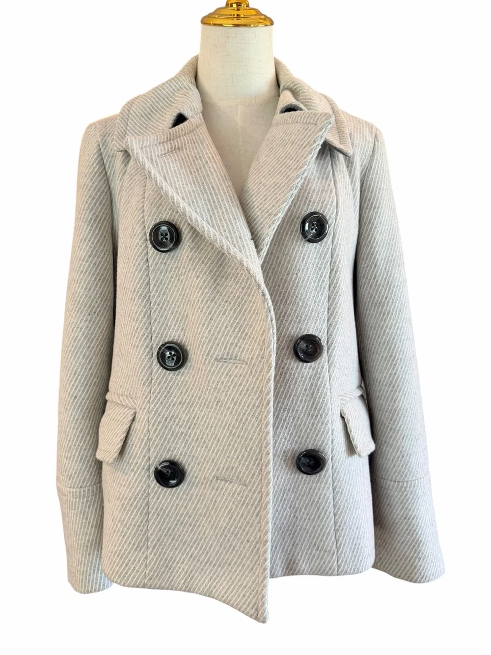 Banana Republic Wool Blend Double Breasted Peacoat Gray Size M